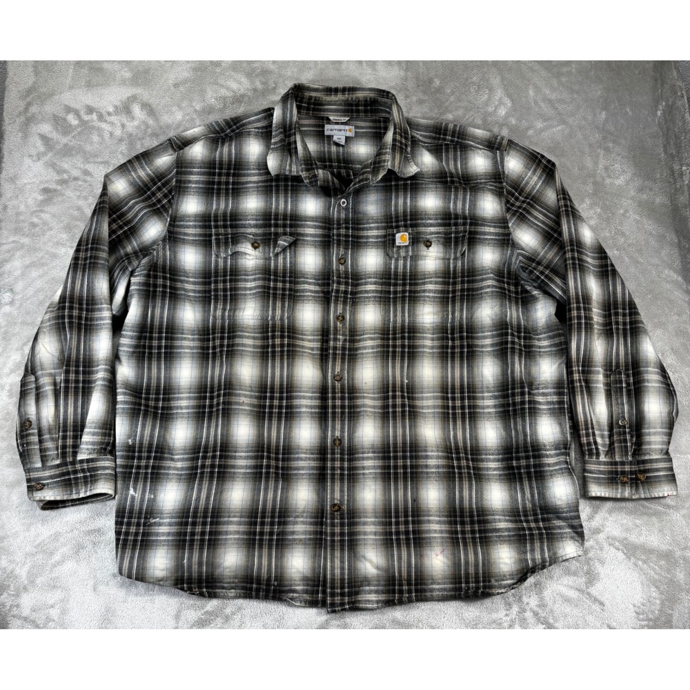 Carhartt Flannel Shirt Mens 3XL Plaid Good Original Fit Button Up